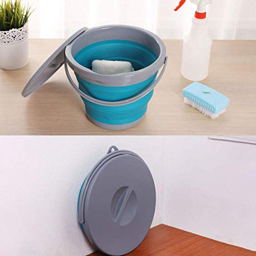 Ahyuan Collapsible Water Bucket with Locking Lid Multifunction Foldable Round Tub Water Pot Portable Water Pail Space Saving Water Container for RV, Camping, Marine, Outdoor Activities and Home (Gray) - color: Gray,green