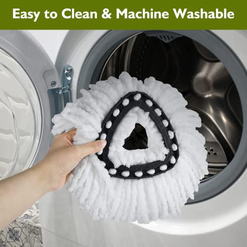 4 Pack EasyWring Spin Mop Refill Replacement Heads - Microfiber, Compatible with Triangle Spin Mop, Multi-Surface Cleaning - color: 4 Pack