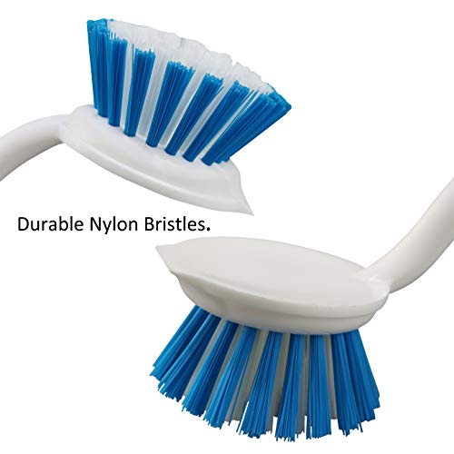2-Pack Kitchen Round Scrub Brush for Cleaning Dishes Pots Pan Sink and Bathroom with Comfortable Long Handle