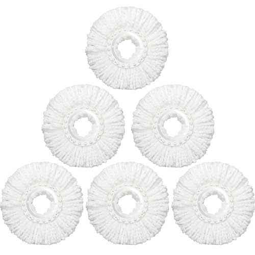 6 Pack Mop Heads Replacements Washable Microfiber Spin Mop Refill Cleaning Supplies for Home, Office, Industrial and Commercial Use,Compatible with Hurricane,Mopnado Spin Mop