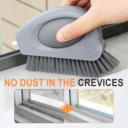 2 in 1 Groove Cleaning Brush with Air-Blowing, Window Track Cleaning Tools, Multifunction Window Track Cleaner with Hard Bristle Scraper, Crevice Brush for Sliding Door Track, Window Seal, Sill (2PC) - color: 2pc