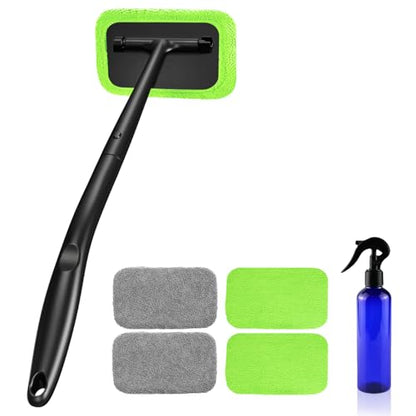 XINDELL Windshield Cleaning Tool, 22” Long Reach Car Window Cleaner with Ergonomic Handle & Microfiber Pads, No Streak Auto Glass Cleaner for Interior Windshield, SUV, Truck & Car Glass - size: 22 inch
