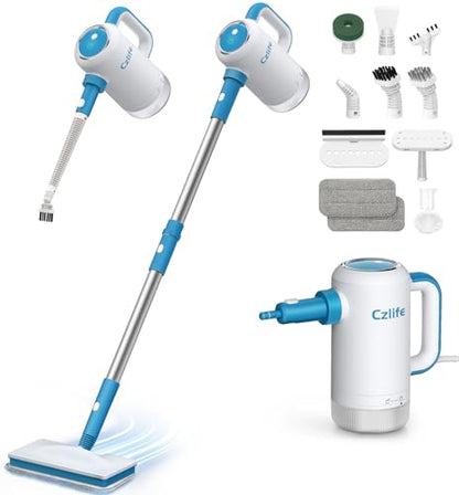 Czlife Z7 Steam Mop for Floor Cleaning, 13-in-1 Handheld Steam Cleaner for Home Tile Grout Hardwood Laminate Furniture Couch Clothes Carpet, Multi-Purpose Floor Steamer Machine, Corded (Blue)