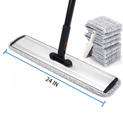 24 Inch Flat Floor Mop Heavy Duty Microfiber Wet Mop with 4 Cloths & Long Handle - size: 24 IN MOP