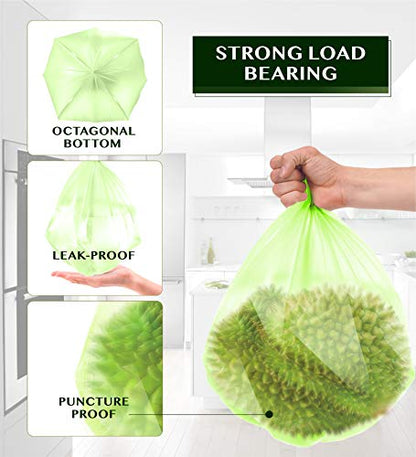 FORID 2.6 Gallon Compostable Garbage Bags, 150 Count, 5 Rolls – Green, Small, Durable, Thick, Unscented Trash Bags, 10 Liter - For Kitchen, Bathroom, Home, Office - style: 2.6 Gal (150 Count)