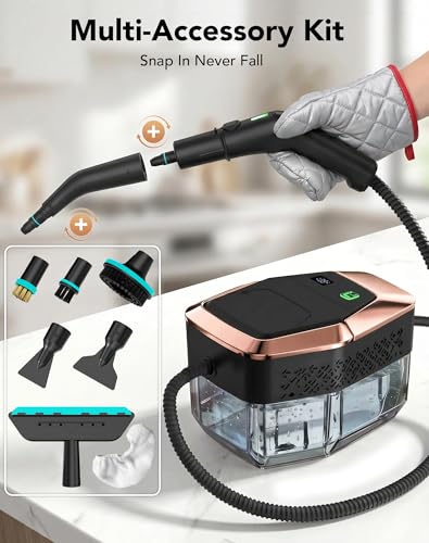 Homeasy Steam Cleaner for Home, 1500W Handheld Steamer for Cleaning with 3-Level Handle, 15s Heat-Up & 1.8L Large Tank, Portable Steamer for Car, Grout, Tile, Floor, Kitchen & Bathroom