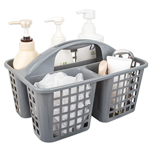JiatuA Portable Shower Caddy Basket with Compartments Cleaning Supplies Organizer with Handle Plastic Storage Divided Tool Bin for Bathroom, Bedroom, Kitchen, College Dorm, Garden, Under Sink, Grey - color: Grey