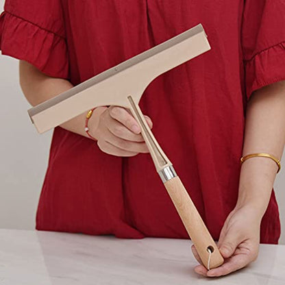 Car Tools Plastic Squeegees with Wooden Handle Streak- Handheld Squeegee Cleaner Wiper Cleaning Tool for Washing Bathroom Floor Glass Windshield Limpiador De Pisos