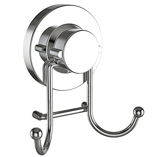 HOME SO Suction Cup Hooks for Shower & Bathroom Towel Holder 1-Pack – Suction Cups Hooks for Hanging Towels, Robes, & Coats - Tiles, Glass Door or Mirror – Shower and Towel Hooks - Chrome, Stainless - color: Chrome