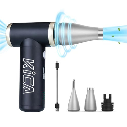 KiCA Jet Fan 2S Electric Air Duster - 117000RPM High-Speed Portable Turbo Fan, Aluminum Alloy Mini Jet Blower, Stepless Speed Cordless Air Duster for PC Keyboard, Car Detailing & Camping (Black)