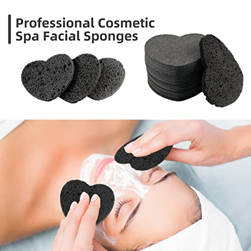50-Count Facial Sponges Compressed, 100% Natural Cellulose Face Sponge Professional Cosmetic Spa Sponges for Face Cleansing, Exfoliating Mask, Makeup Removal for Travel and Home, Black - color: 50- Pack Black