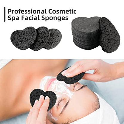 50-Count Facial Sponges Compressed, 100% Natural Cellulose Face Sponge Professional Cosmetic Spa Sponges for Face Cleansing, Exfoliating Mask, Makeup Removal for Travel and Home, Black - color: 50- Pack Black