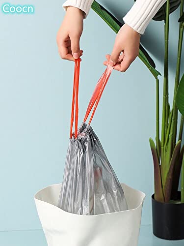 Trashs Bag Drawstring Garbage Bags-Coocn Thicker Heavy Bathroom Trash can Liners for Bedroom Home Kitchen 50 Counts ,4-6 Gallon (Gray) - color: Gray