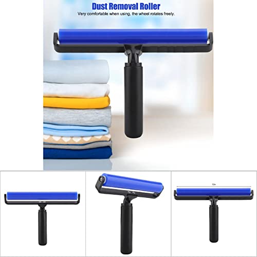 Dust Removal Roller, Blue Silicone Manual Roller Antistatic Cleaner Tool Silicone Roller Screen Film Roller Manual Cleaner Tool for Household Bedroom Living Room Office (12 Inch)