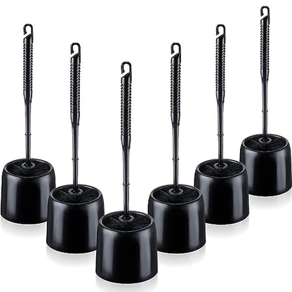 Roshtia 6 Sets Toilet Brush and Holder Set for Bathroom Cleaning Toilet Bowl Brush Scrubber with Caddy for Cleaning, 14.57 Height(Black)