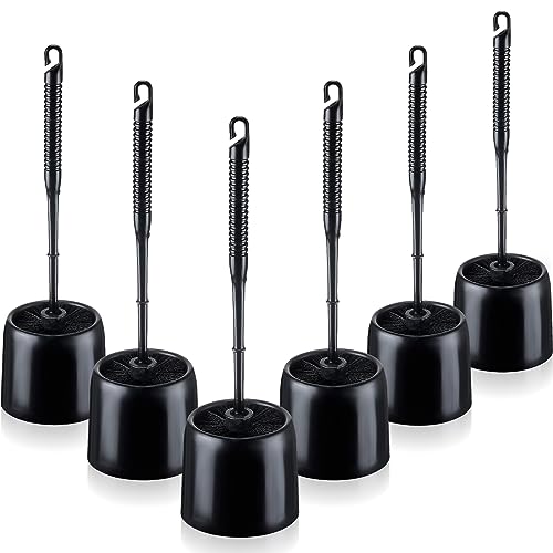 Roshtia 6 Sets Toilet Brush and Holder Set for Bathroom Cleaning Toilet Bowl Brush Scrubber with Caddy for Cleaning, 14.57 Height(Black)