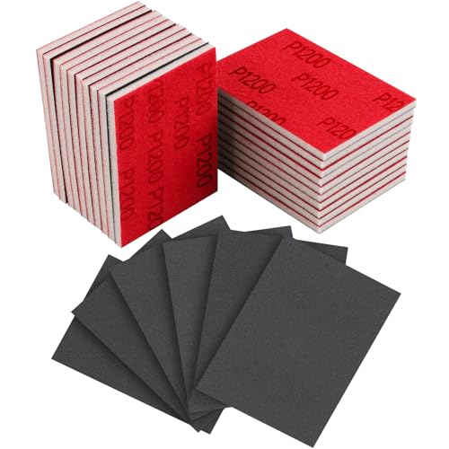 24 Pcs 3 x 4 Inch Sanding Sponge Set, 1200 Grit Abrasive Sanding Pads Soft Foam Hand Sander Block Wet Dry Sandpaper for Wood Metal Drywall Furniture Paint Polishing - size: 24pcs 1200 Grit, style: Aluminum