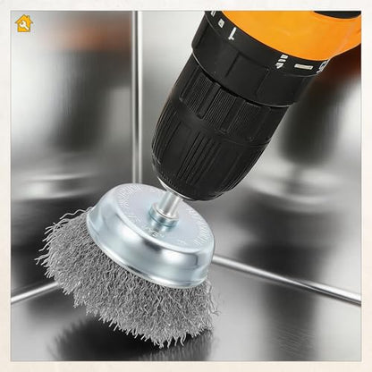Wire Cup Brush for Drill, 6pcs 2in Crimped Wire Brush for Drill with 1/4in Shank, [for Light Rust Deburring Paint Removal] - 0.012in Stainless Steel Wires