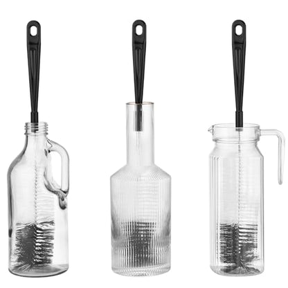 ALINK 3-Pack Long Black Bottle Cleaning Brush for Narrow Neck Beer/Wine/Flask/Thermos/Sport Well, Brewing Bottle Cleaner, 16 Inches - color: Black