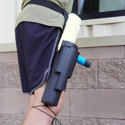 XERO Window Squeegee Cleaning Caddy Kit- Holster Side Bucket with Adjustable Belt -18" Channel with Handle and 1-18" T-Bar Washer with Sleeve Windshield Cleaner Tool