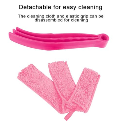 3PCS Mini Duster for Car Air Vent, Automotive Air Conditioner Cleaner and Brush, Vehicle Blind Dust Cleaning Tool for Keyboard, Window, Shutter, Universal for SUV, Truck, RV（Rose Red） - color: Rose Red