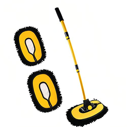 MVEQRRN Upgrade Car Wash Brush Mop with Long Handle,Microfiber Mitt Car Cleaning Supplies Kit Car Wash Kit Tools Accessories - color: Yellow-002