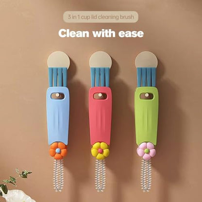 3 in 1 Cup Lid Cleaning Brush, 2025 Multifunctional Crevice Cleaning Brush for Bottle Gap Tight Spaces Cup, Cup Lid Gap Cleaning Brushes Set for All Kinds of Cups and Bottles (Green) - color: Green