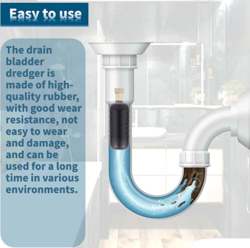 Drain Bladder Unclogger fits 1.5"to3" Pipes.& 3/4" Garden Hose Shut Off Valve,Drain Cleaning Bladder Unclogs Clogs in Kitchen Sinks, Bathtubs and Swimming Pool Pipes Through High-Pressure Water Flow - style: 1.5-3 inch