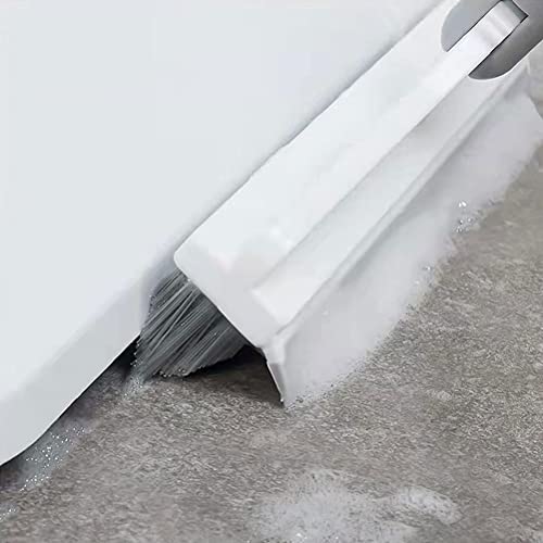 2 in 1 Floor Scrub Brush with Long Handle, Scrape and Brush Stiff Shower Cleaning Sweeping Deck Brush Push Broom Brush for Kitchen, Bathroom, Patio, Wall and Deck (White) - color: White