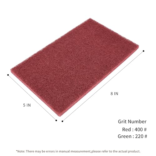Scuff Pads - 10Pcs Scouring Pad 7447 - Very Fine Grade Hand Pads General Purpose Sanding Hand Pads 200 x 125mm/8" x 5" - color: 5 Red+5 Green