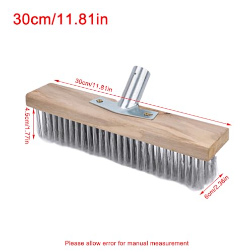 Stainless Steel Wire Scrub Brush for Deck, Concrete, Patio Floor Cleaning, Heavy Duty Bristle Scrubber Broom for Moss Removal(30cm/11.81in) - size: 30cm/11.81in
