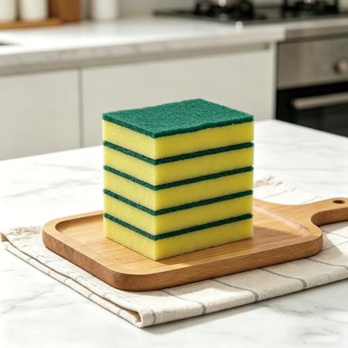 AIDEA Sponges Kitchen, 50 Pack Heavy Duty Dish Sponge, Cleaning Dish Scrubber Sponge for Home and Kitchen, Stink-Free Cleaning Supplies for Pots, Pans - style: Yellow-Rectangle Shape