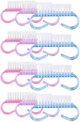 12-Pack Handle Grip Nail Brush(assorted color), Fingernail Scrub Cleaning Brushes for Toes and Nails Cleaner, Pedicure Brushes for Men and Women