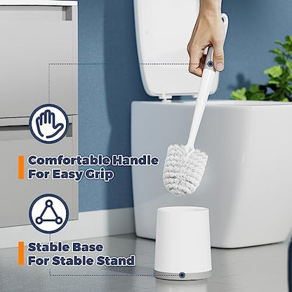 Holaloha Toilet Brush, 3 Pack Toilet Brushes for Bathroom with Holder, Bathroom Accessories Toilet Bowl Brush with 3 Clean Brush, Toilet Scrub Brush, Toilet Brush Set for Deep Cleaning, White - color: White