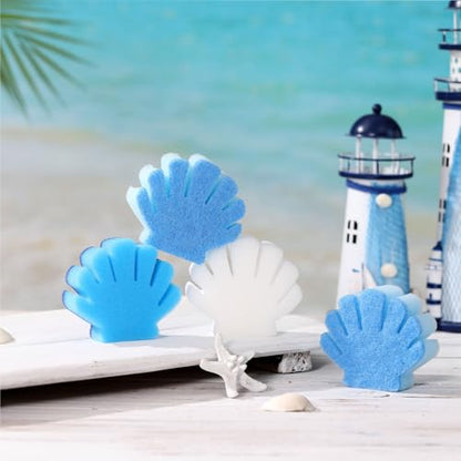 Tioncy 12 Pack Shell Kitchen Sponges Bulk Dual Sided Scrubber Sponges Dishwashing Kitchen Cleaning Accessories for Household Supplies