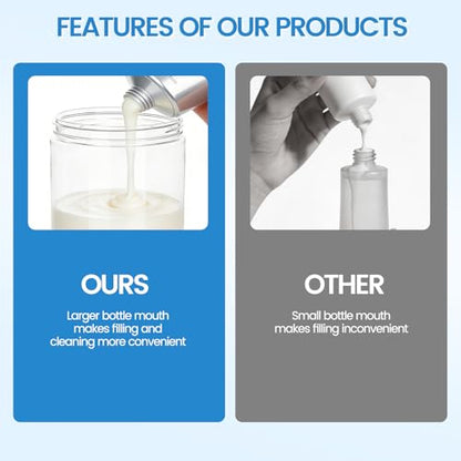Pump Bottle Dispenser for Conditioner,17 oz Refillable Clear Lotion Jar for Shower Hand Soap Shampoo,2 Pcs Wide Mouth Plastic Empty Container for Bathroom Kitchen