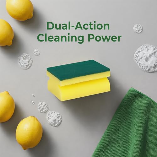 10pcs Dual-Sided Yellow & Green Cleaning Sponges - Super Absorbent, Non-Scratch Durable Polyurethane Sponges for Kitchen, Bathroom, Multi-Surface Household Cleaning