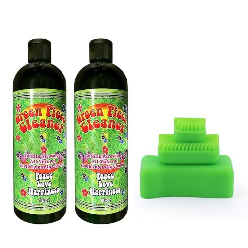 Green Piece® Magnetic Glass Cleaner Kit –2 Bottles of 16 oz Glass Cleaner with Green Magnet Scrubber for Easy Grime and Tar Removal Eco-Friendly Solution for Glass, Ceramic Metal Surfaces - style: 16 Fl Oz (2-Pack) + Green Magnetic Scrubber