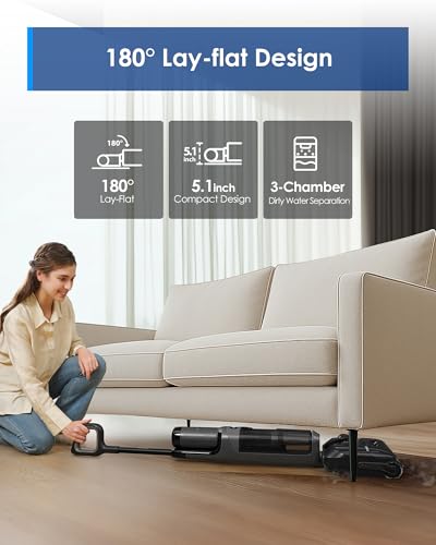 Tineco Floor ONE i6 Stretch Wet Dry Vacuum Cleaner, Vacuum & Mop All in One, 20kpa Powerful Suction, Up to 40 Minutes Runtime, 180° Lay-Flat, Anti-Tangle Design, Full-Path Self-Cleaning&185℉ Flashdry - style: Floor One i6 Stretch