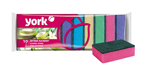 York Non-Abrasive Cleaning Scouring Heavy-Duty Sponge for Kitchen Scratch Proof Kitchen Utensil Scrubber Pads for Pans, Dishes, Non-Stick Cookware Scrubbers, Size 9X6X3 Cm 10 Pcs Multicolour