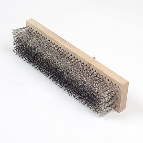 12" Heavy-Duty Rough Surface Floor Brush,Stainless Steel Wire Large Deck Scrub Brush 12" x 2.7” Removes Snow, Dirt & Grime on Drivways, Steps, Patios, Decks, Tile, Cement Without Stick (12") - size: 12"
