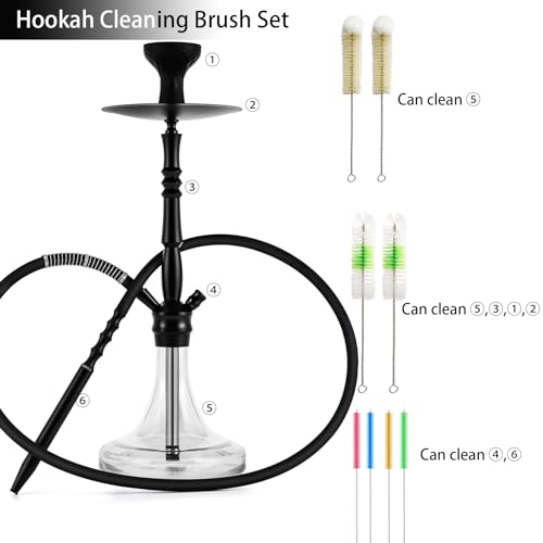 Hookah Cleaning Kit,Bottle Brush Set 8 Premium Cleaning Brushes Kit for Shisha Cleaning Water Bottle,Teapot Narrow Neck Glass Containers Hard-to-Reach Items