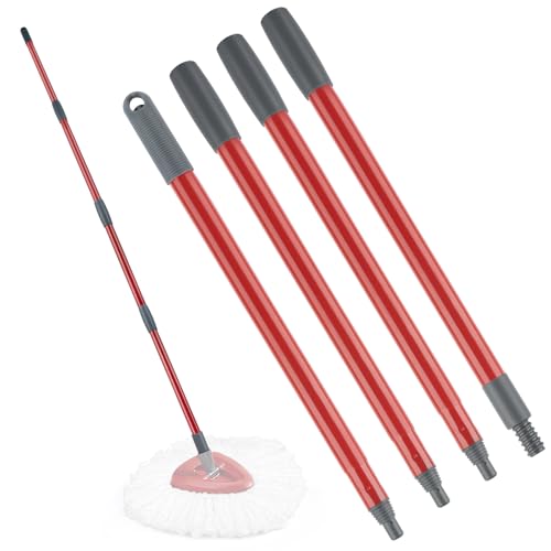 Spin Mop Handle Replacement Compatible with O Cedar Spin Mop and Bucket, 4-Section 30 to 58 Inchs Mop Replace Handle, Mop Stick for Floor Cleaning, Mop Head and Base not Include - size: 1pcs Mop Handle