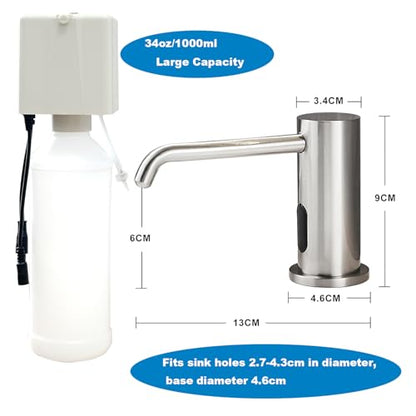 Touchless Automatic Soap Dispenser for Kitchen Bathroom Sink Built in Brushed Nickel Liquid Commercial Electric Soap Dispenser with Bottle and Pump Brushed Nickel - color: Brushed-liquid