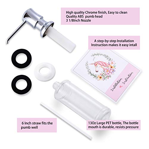 Soap Dispenser for Kitchen Sink Chrome Upgrade Built-in and Refill-from-Top Design with Liquid Hand & Dish Soap Bottle - color: Chrome, size: with Bottle