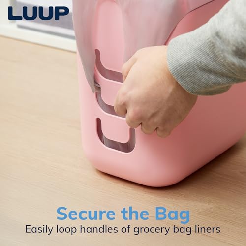 STORi Luup Bathroom Wastebasket, Secure Grocery Bags, Plastic Garbage Container for Vanity, Laundry Room, Kitchen, Office, 2.5 Gallon, Pink, Made in USA - color: Pink