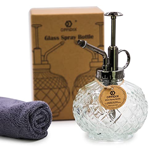 OFFIDIX Plant Mister, 300ML Vintage Glass Spray Bottle with Plastic Top Pump, Small Decorative Spritzer Watering Can for Indoor Outdoor House Plants (Clear) - color: G-Clear