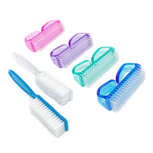 6 Pack Handle Grip Nail Cleaning Brush, Fingernail Brush Cleaner Scrub Brush Kit for Toes Shower and Women & Men & Pets (Color a) - color: Color a