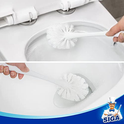 MR.SIGA Toilet Plunger and Bowl Brush Combo for Bathroom Cleaning, White, 2 Sets - color: White