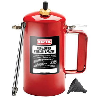LAUCO Non Aerosol Pressure Sprayer - Refillable Pressurized Sprayer Bottle for Oil, Solvent, Degreasers, Lubricants - Rechargeable Steel Canister with Brass Nozzles, 32oz 69532 - color: Red